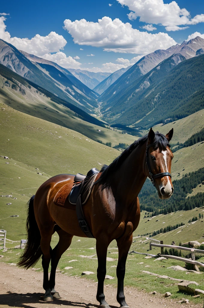 Horse in the mountains ((The quality is good)) portrait