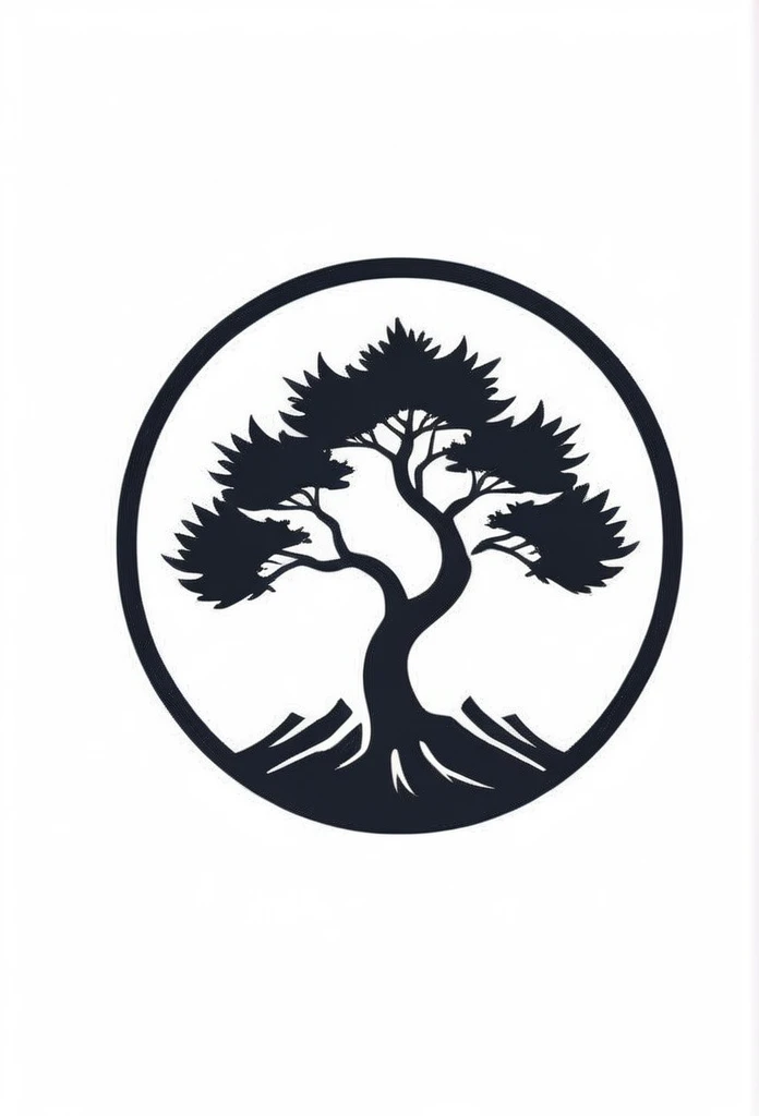 A logo for a stylish Japanese management consulting company. The Yatagarasu is included in the logo. The Japanese flag is hidden in a pine tree. A Japanese-style design. Quite cool. Chic and modern design. Monotone background is pure white.