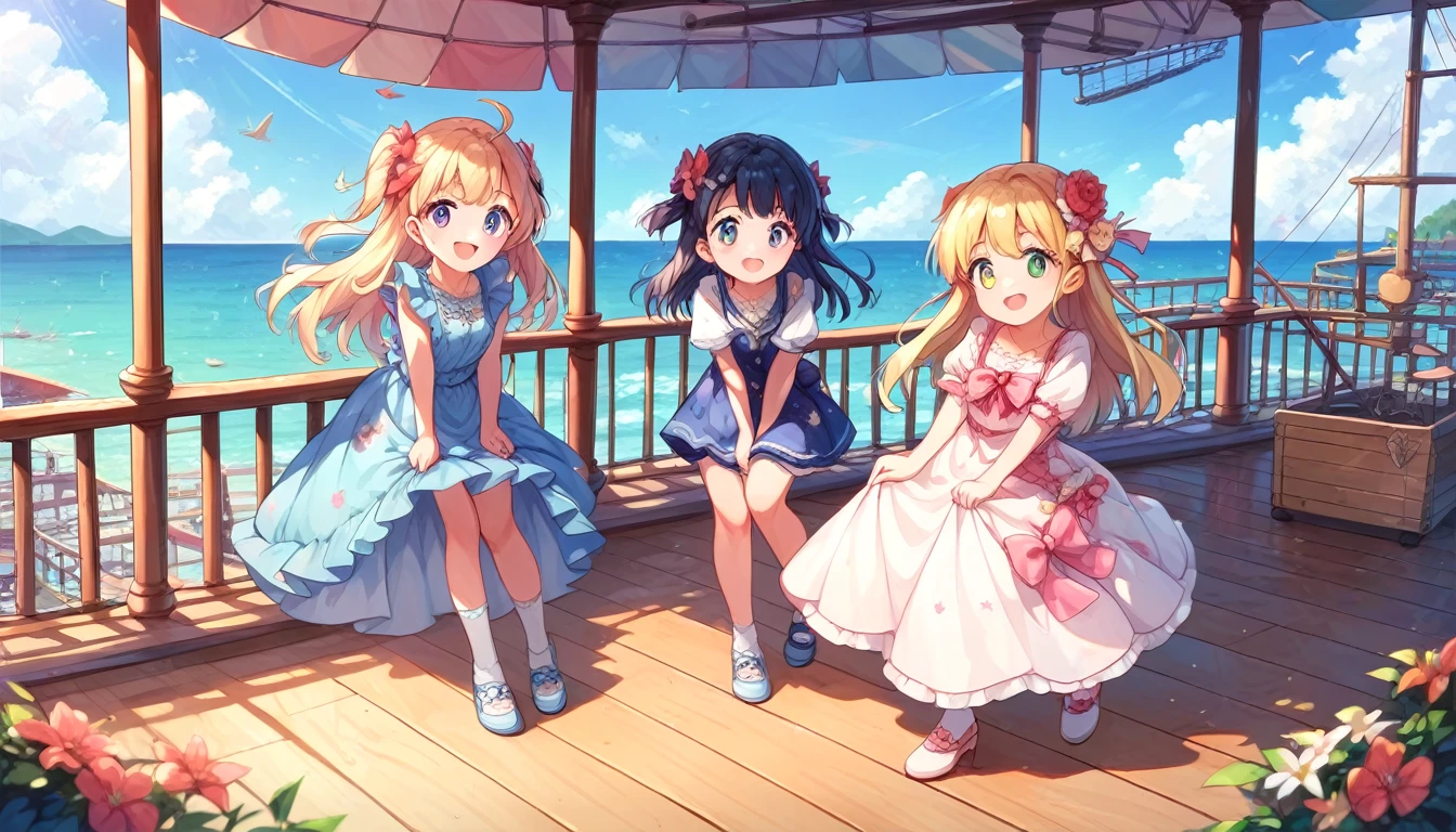 ((2girls:1.3)), ((moe style:1.3)), full body, cruise ship deck, golfing, ((perfect face)), ((extremely cute:1.3)), ((masterpiece:1.3)), ((8k)), ((best quality:1.3)), ((beautiful)), ((extremely detailed:1.3)) , ((absurdres)), AddXL, ((score_9:1.3)), ((score_8_up:1.3)), ((score_7_up:1.3))