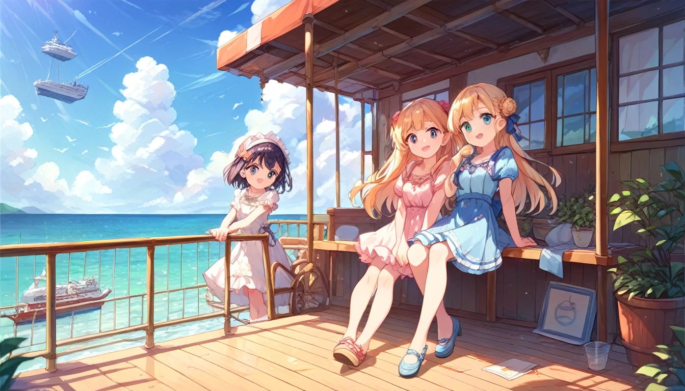 ((2girls:1.3)), ((moe style:1.3)), full body, cruise ship deck, golfing, ((perfect face)), ((extremely cute:1.3)), ((masterpiece:1.3)), ((8k)), ((best quality:1.3)), ((beautiful)), ((extremely detailed:1.3)) , ((absurdres)), AddXL, ((score_9:1.3)), ((score_8_up:1.3)), ((score_7_up:1.3))