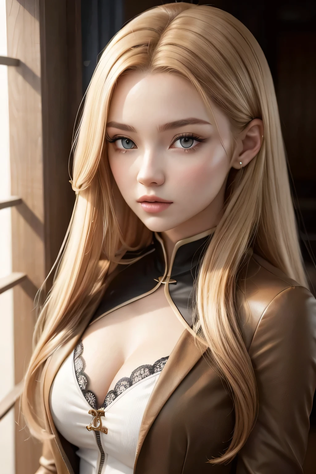 blonde avatar with dark highlights, chestnut hair , woman for my game