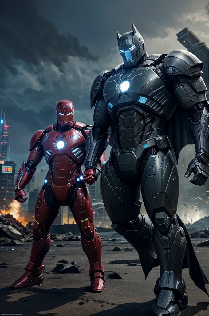 Prompt
Iron legion army, Ironman armour warmachine, batman with his batmobile, all Spider-Man version and varients , transformer Autobots and desipdecons, Pacific Rim Yeager, Hulk, epic battle, inspired by Marvel and DC characters Tony stark and wakanda technologies refference, cinematic, realistic