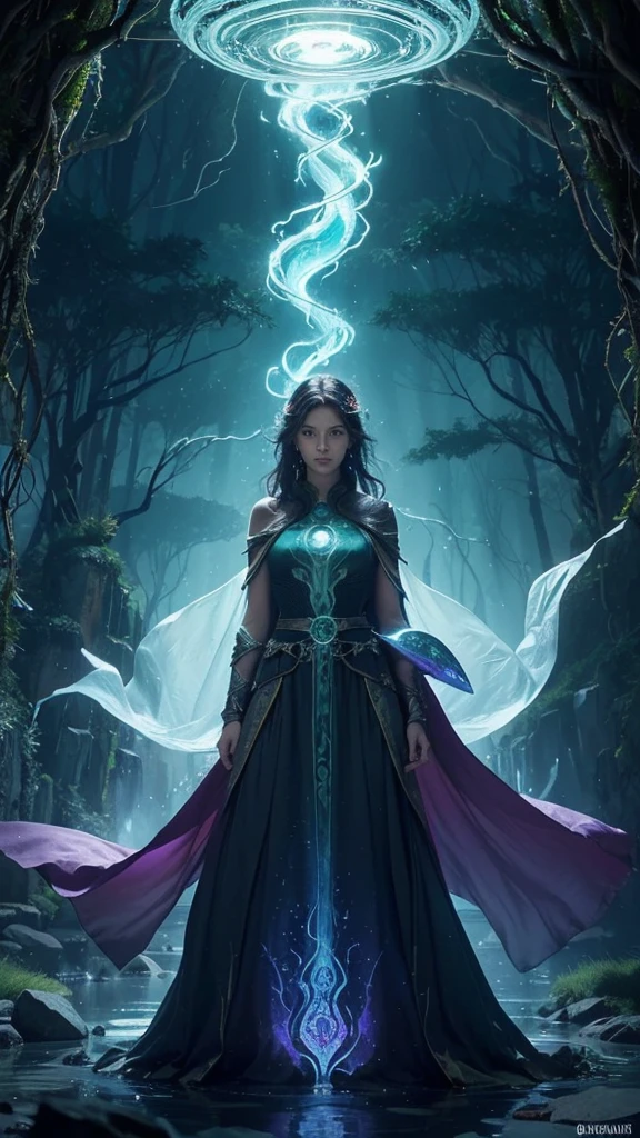 Central Symbol:A prominent illustration of the four Elemental Stones, each glowing with their respective colors (green for Earth, blue for Water, red for Fire, and white or yellow for Air). Arrange them in a circular pattern to signify their unity and balance.
Background:A mystical, enchanted forest or a magical landscape, perhaps with a castle or ancient ruins in the distance. This sets the fantasy tone and provides a sense of adventure.
Characters:Silhouettes or semi-transparent images of the four Guardians, each showcasing their elemental abilities (e.g., Elara with wind swirling around her, Kael with a rocky aura, Liora surrounded by flames, and Nerin with water currents).
Subtle Details:Add smaller, intricate details like vines, ancient symbols, or faint magical glows to enhance the mystical feel.
Color Scheme:Use a rich, vibrant color scheme with deep blues, greens, and purples for the background, contrasted with the bright, elemental colors of the stones
Lighting:Incorporate dynamic lighting effects to make the Elemental Stones and the Guardians stand out, giving the cover a magical and otherworldly glow.