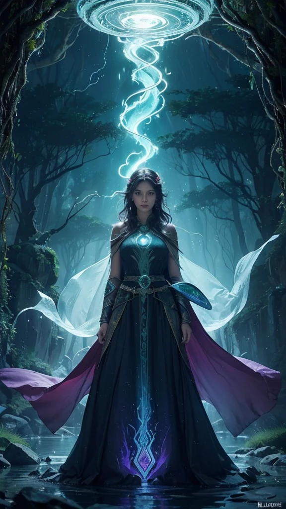 Central Symbol:A prominent illustration of the four Elemental Stones, each glowing with their respective colors (green for Earth, blue for Water, red for Fire, and white or yellow for Air). Arrange them in a circular pattern to signify their unity and balance.
Background:A mystical, enchanted forest or a magical landscape, perhaps with a castle or ancient ruins in the distance. This sets the fantasy tone and provides a sense of adventure.
Characters:Silhouettes or semi-transparent images of the four Guardians, each showcasing their elemental abilities (e.g., Elara with wind swirling around her, Kael with a rocky aura, Liora surrounded by flames, and Nerin with water currents).
Subtle Details:Add smaller, intricate details like vines, ancient symbols, or faint magical glows to enhance the mystical feel.
Color Scheme:Use a rich, vibrant color scheme with deep blues, greens, and purples for the background, contrasted with the bright, elemental colors of the stones
Lighting:Incorporate dynamic lighting effects to make the Elemental Stones and the Guardians stand out, giving the cover a magical and otherworldly glow.