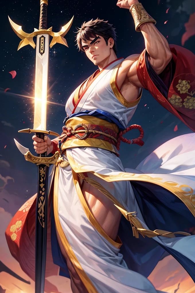 male，Big Ass，Sword-like eyebrows and star-like eyes，Rough man，Asian，Two arms and two legs，Japanese Kimono