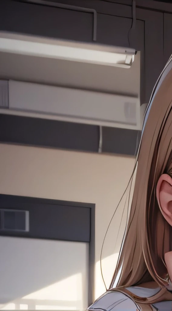 Anime girl sitting at the table，There is a book in front of him, Smooth anime CG art, Beautiful anime high school, Charming anime girl, hyperPractical schoolgirl, a hyperPractical schoolgirl, Practical , Beautiful anime girl, Portrait Anime Girl, photoPractical anime girl render, long-haired blonde anime girl, Cute anime girl, Attractive anime girl