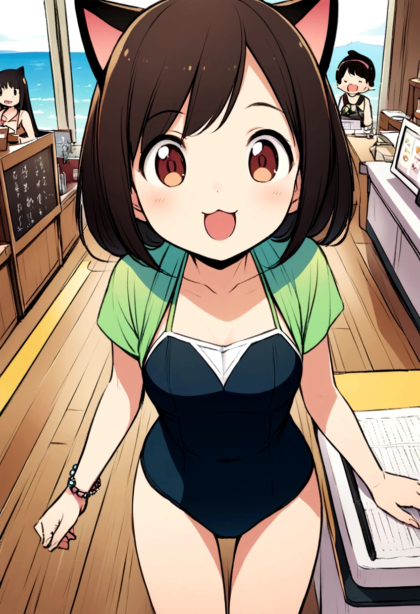 Cat、An illustration、Catカフェ、Cute clerk、Swimwear