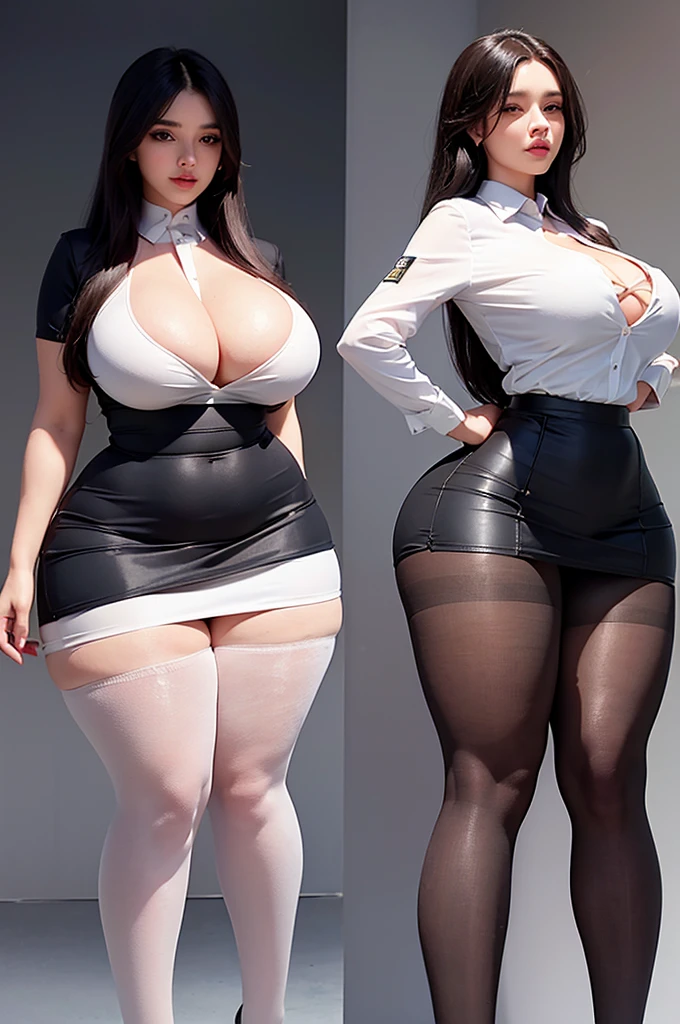 A curvaceous, cute and skinny super large biggest thick ass realist secretary , dressed in a tight-fitting skirt that hugs her voluptuous large and thick hips and round huge thick ass behind. perky breasts, which are just barely contained within the constraints of her buttoned-up attire. pantyhose, big and thick and ass, large and thick hips