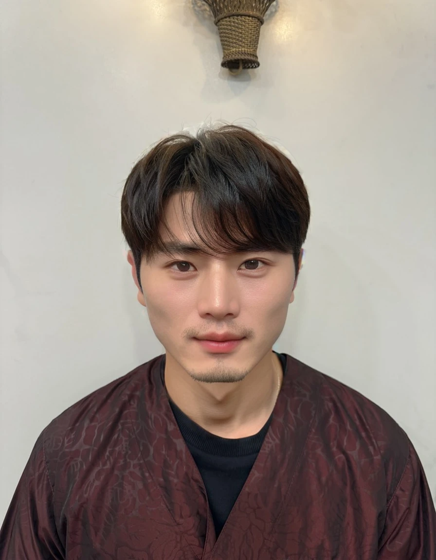Best Quality, 8k, Masterpiece, (Portrait: 1.3), (photo realistic:1.4), (hyper realistic:1.4), Sharp Focus, looking at viewer, (smoother lighting:1.1), (increase cinematic lighting quality:0.9), realistic lighting, backlighting, light on face, ray trace, (brightening light:1.2), (Increase quality:1.4), sharp detail, (best quality real texture skin:1.4), finely detailed eyes, black_eyes, finely detailed face, 25 year old Korean man
