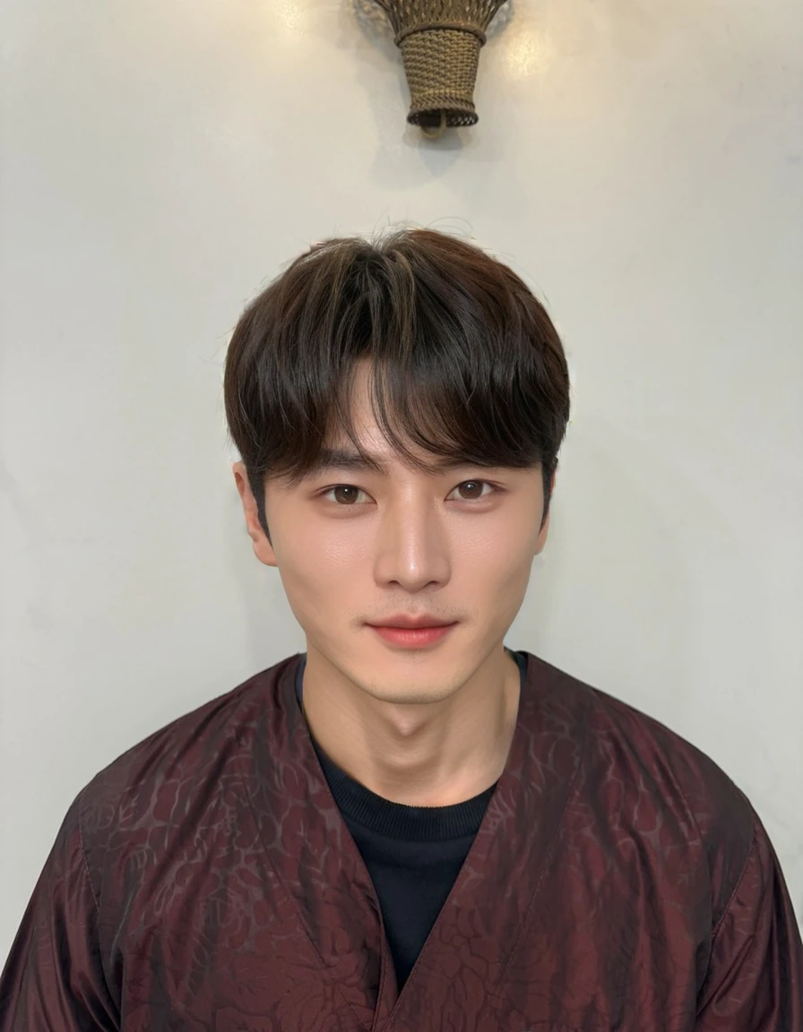 Best Quality, 8k, Masterpiece, (Portrait: 1.3), (photo realistic:1.4), (hyper realistic:1.4), Sharp Focus, looking at viewer, (smoother lighting:1.1), (increase cinematic lighting quality:0.9), realistic lighting, backlighting, light on face, ray trace, (brightening light:1.2), (Increase quality:1.4), sharp detail, (best quality real texture skin:1.4), finely detailed eyes, black_eyes, finely detailed face, 25 year old Korean man