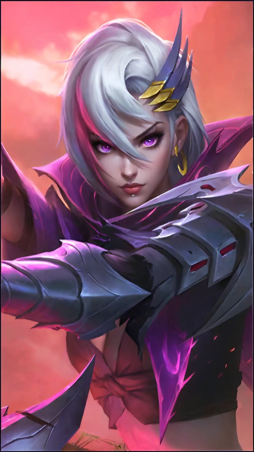 a close up of a person with a sword in a field, riven, fiora from league of legends, leblanc, kda, ashe, ig model | artgerm, extremely detailed artgerm, artgerm detailed, portrait of jinx from arcane, irelia, style artgerm, official splash art, arcane jinx