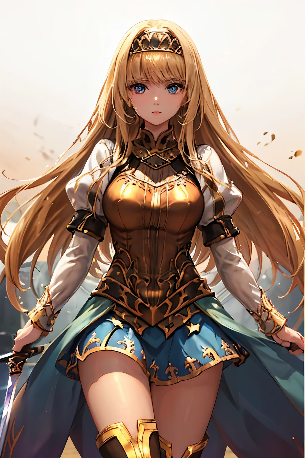 （（（ＳＦＷ、sound、Highest quality、first-clasasterpiece、Normal body、8K、Detailed face、Ultra-precision、Normal hand、Normal finger、５Finger、Highest）））、beautiful girl、Golden blonde;1.4、slender、low length、Thin legs、Alisha、Valkyrie Profile、Thin sword、Rapier、Fleeting