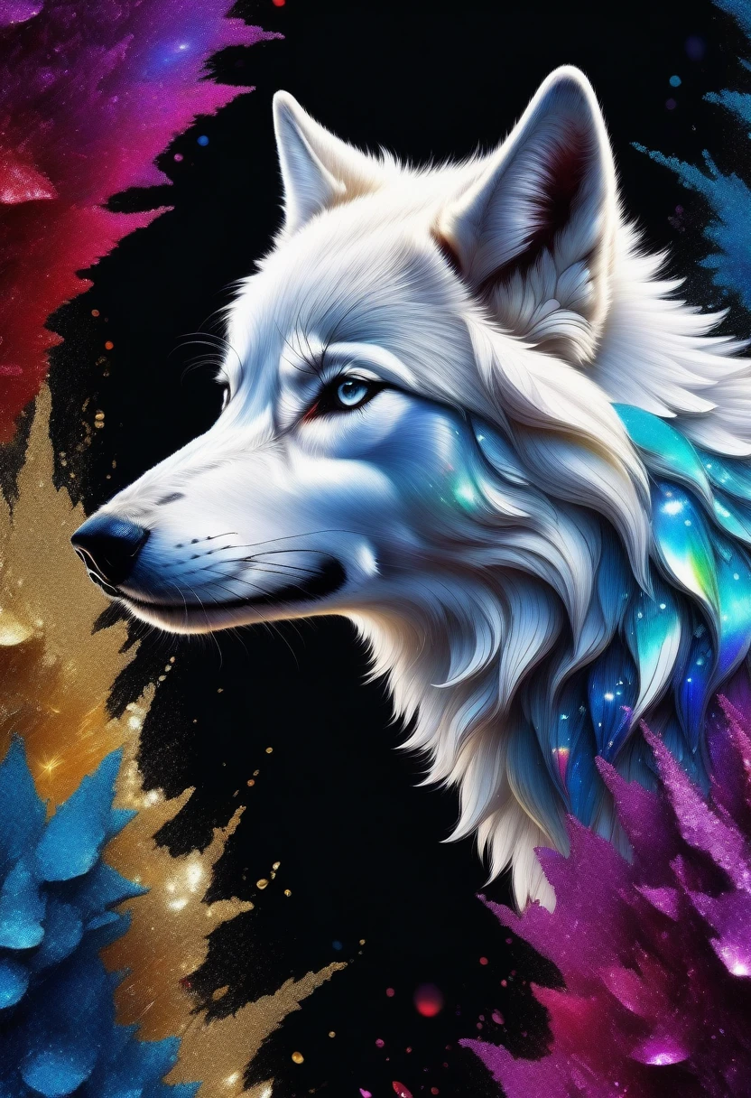 (((eternal fantasy irresistible allure detail glitter alcohol ink illustration skinny girl:1.3))), (((and an impressive white wolf with beautiful and delicate fur:1.3))), (((Radiosity rendered in stunning 32K resolution:1.3))), highest quallity, highly quality, (((Crisp clarity that is unparalleled:1.3))), (((beautiful shine detail:1.3))), imagine a visually stunning illustration of a font, extremely incredibily detailed, Intricate and insane details, incredibily detailed, ((elegant elegant insane detail:1.3)), best qualityer, Final quality, ethereal quality, ultra quality, charming beauty quality, every detail captured illustration, exquisite details of dark, rich beauty, true masterpiece, (hyperrealisti:1.3), (((holographic style coating:1.2))), (((elaborate desire:1.4))), Intricate surface detail, detailed painting, ominous colors, totally beautiful aesthetic, Absurd resolution, hauntingly beautiful, sensitive detailed texture, amazing wonderful background detail, Specialized precision, including intricate examples of undeniably amazing image quality and detailed design, (((everything captured in sharp focus:1.4))), (((rendered in stunning depth range at 32k resolution:1.3))),