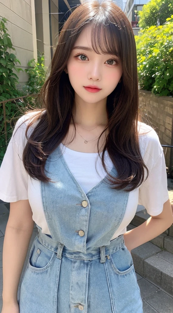 Tabletop, Highest quality, shape, Very detailed, finely, High resolution, 8k wallpaper, 完璧なダイナミックな構shape, Beautiful and exquisite, Nice spring clothes,Beautiful straight hair,Small breasts,Natural color lip, 20-year-old girl、cute、Always blur the background,Perfect and beautiful face,Beautiful and dense face、Slim face and figure,Big eyes、Putting on gal makeup,Actual Photos(Best image quality)、Fashion model posing、Full Body Shot、Change pose randomly、Randomly change the shooting angle and position、Summer Fashion
