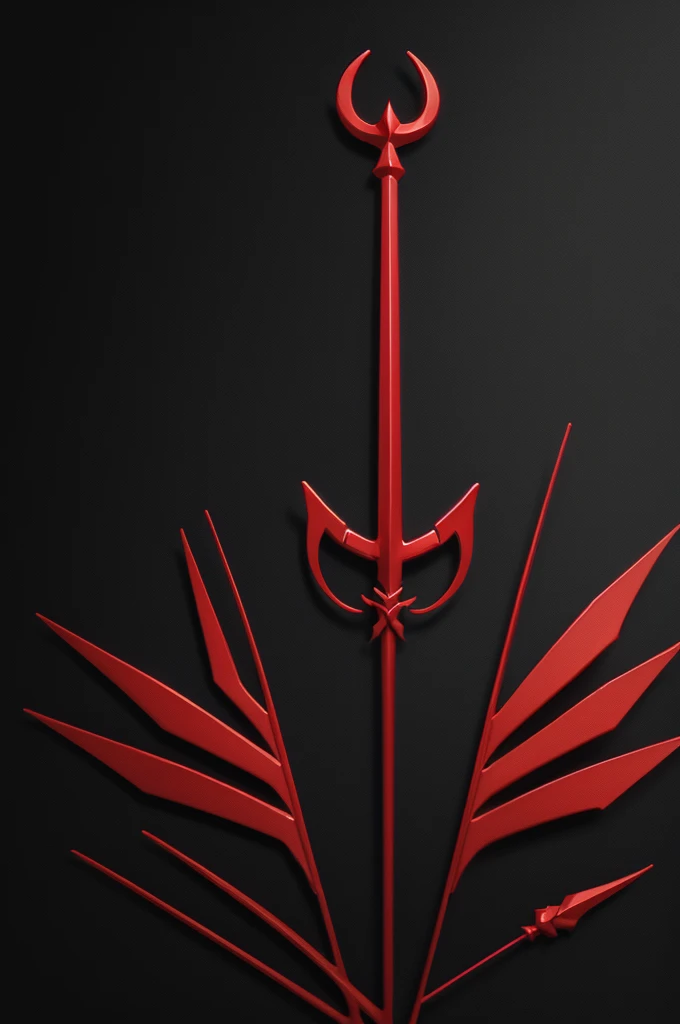 Black background with red trident in front