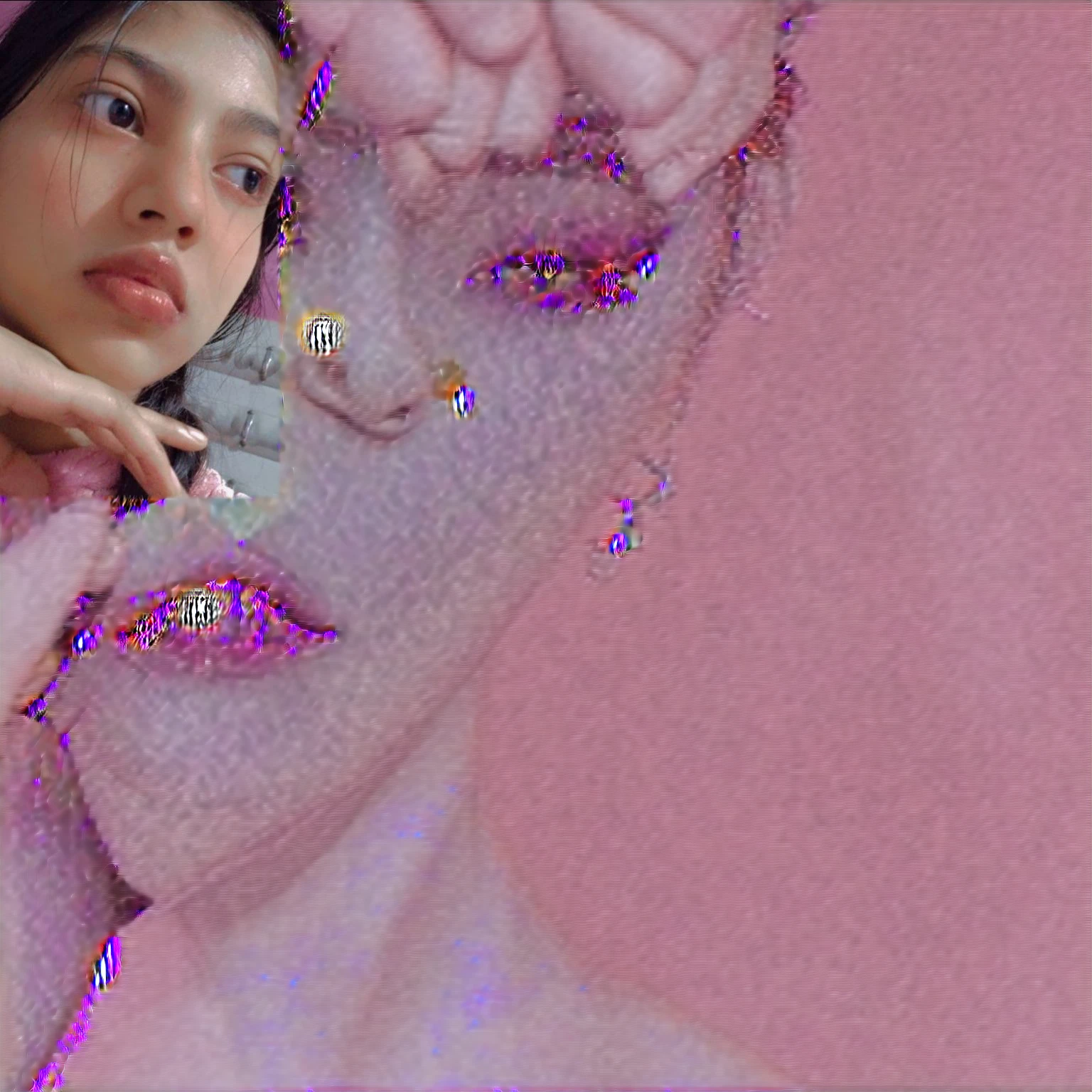 Realistic background and realistic asian makeup