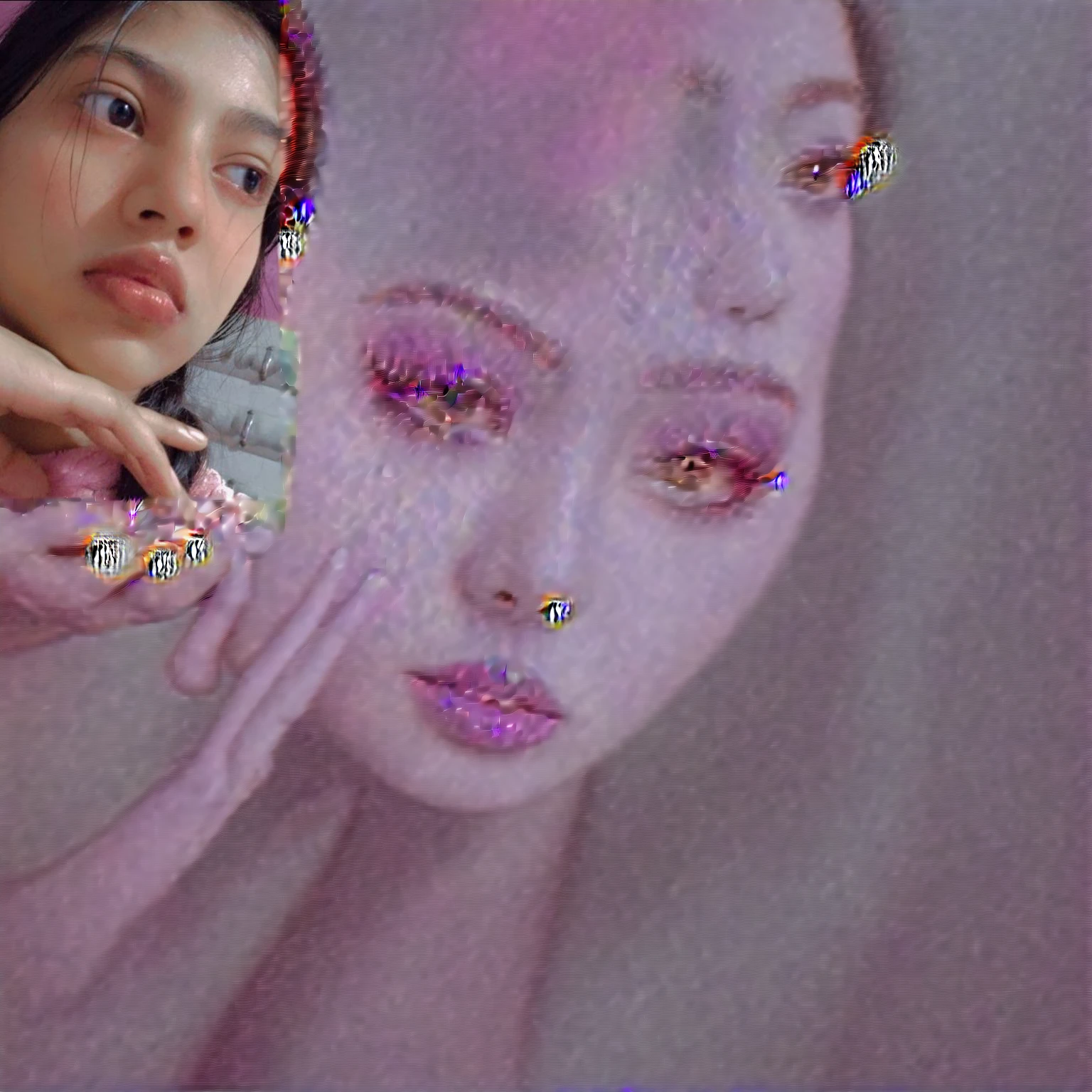 Realistic background and  realistic asian makeup