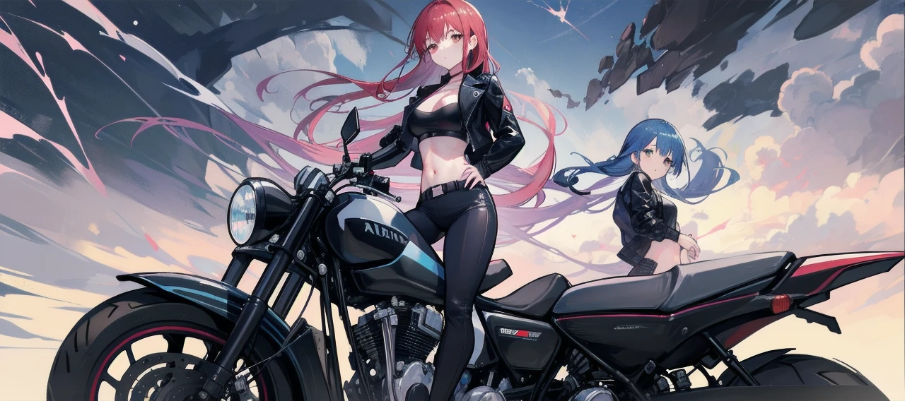 NSFM1.9. Showing Off Her 、naked、Show me that place、Touch there with your left hand、
One girl, top quality、masterpiece、Arc Records characters、Ariel、Wearing black pants、I can see her thighs、The belly button is visible、Wearing a black leather jacket、One Girl、Blue Hair、long hair、Riding a motorcycle、