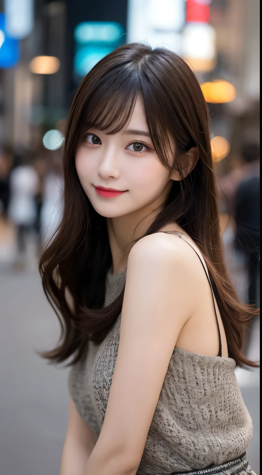 Tabletop, Highest quality, shape, Very detailed, finely, High resolution, 8k wallpaper, 完璧なダイナミックな構shape, Beautiful and exquisite,ランダムなcute髪,,Natural color lip, Bold sexy pose,smile、20-year-old girl、cute、Looking into the camera,Always blur the background,Perfect and beautiful face,Slim face and figure,Big eyes、Putting on gal makeup,Small face,smile,Blurred Background,Elegant feminine face、Cyberpunk Fashion、Fun in Shibuya、Disheveled Hair、Change pose randomly、Randomly change the shooting angle and position、Summer fashion for women、Disheveled Hair、Harajuku、Cool pose