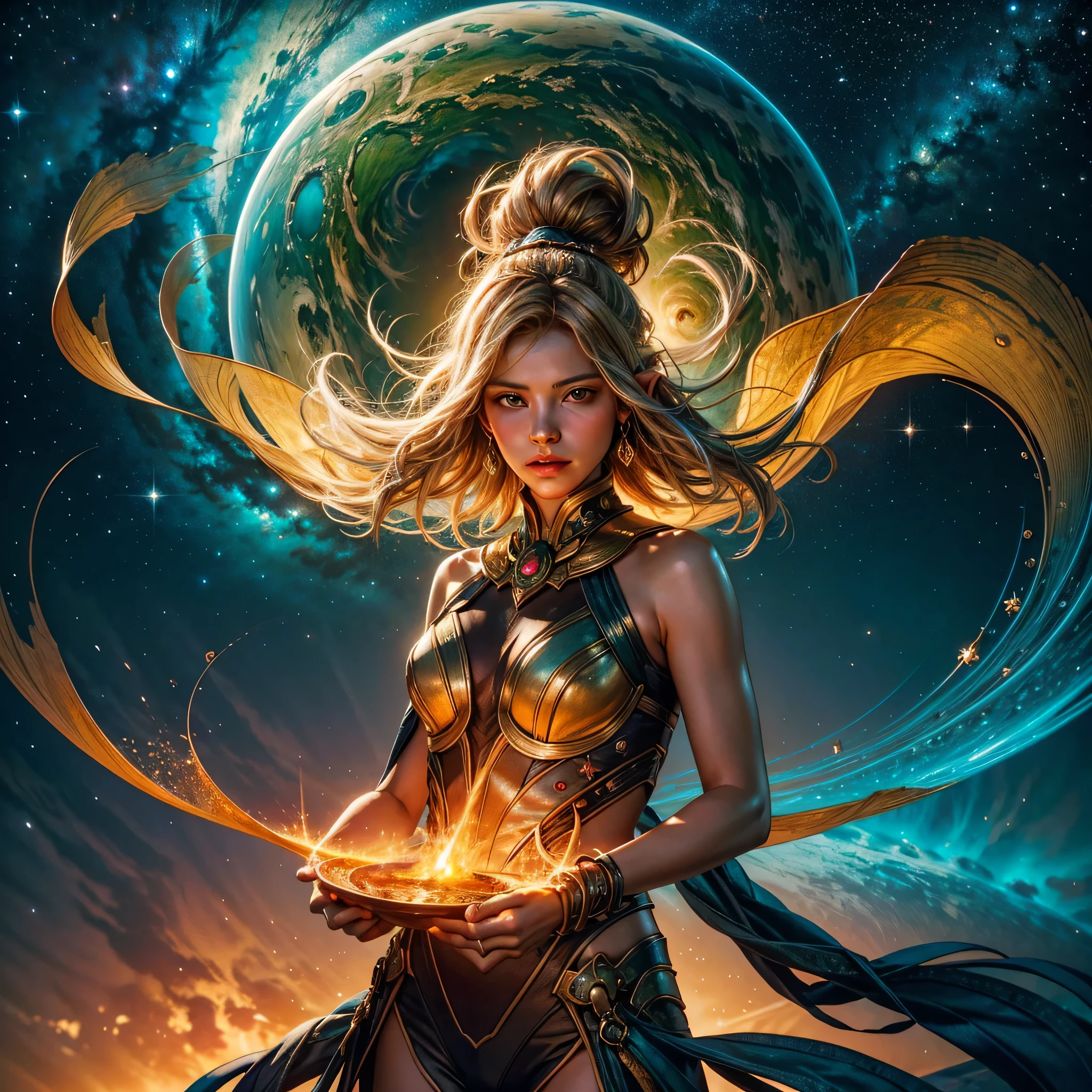 Hyper Vibrant Nebulae Octans by_Mappa Spacious Starry_sky Borealis (🎈 Sunset epic sunshine parabolic sunrise Rain_Color Colorful_liquid_on_naked_body:1.3 Colorful_body Colorful_ink_on_hair:1.2 Rainbow Abundant_colorful_liquids White_liquid fullbodye wet_Color_liquid) In the vast expanse of the cosmos, a breathtaking image unfolds before your eyes. In the heart of a starry galaxy, vibrant nebula dance and swirl, their ethereal colors blending and intertwining. The scene is a symphony of cosmic beauty, with tendrils of interstellar dust and gas reaching out into the void. The stars shine with an otherworldly brilliance, illuminating the cosmic tapestry that stretches across the vastness of space. It is a visual feast for the senses, an awe-inspiring glimpse into the wonders of the universe. BREAK,Detailed,Realistic, highly detailed digital art,octane render, bioluminescent, BREAK,by Mappa studios,masterpiece,best quality,official art,illustration,ligne claire,(cool_color),perfect composition,absurdres, fantasy,focused, "Scepter of Domination" rule of thirds (((Deedlit gorgeous Blond long hair native Elf Forest Lodoss War magic summon Ondine invocate Effrit))) masterpiece meticulously intricate 🎠deep path equirectangular🎡 ultra_high-details extreme improved ultra_high-quality ultra_high-res ultra_photo-realistic optimal ultra_sharpness perfection accurate volumetric SunLight Lightning_contrast global_illumination cgi vfx sfx reflex Octane_rendered ultra_high-def UHD XT3 DSLR HDR romm rgb pbr 3dcg fxaa blu-ray vivid colors-coded anti-aliasing fkaa txaa rtx ssao opengl-shaders glsl-shaders post-processing post-production cell-shading tone-mapping ❤luminescence 😘glow 👩Heart hearth Crystalline butterfly earth invoke monarch magic fleuraison monster monstrous creature sundrop slide onyx summon transparent ruby Earth hearth bloom flash Tourmaline opal strange glow hole reflection varies multi etc. --s 1000 --c 20 --q 20 --chaos 100