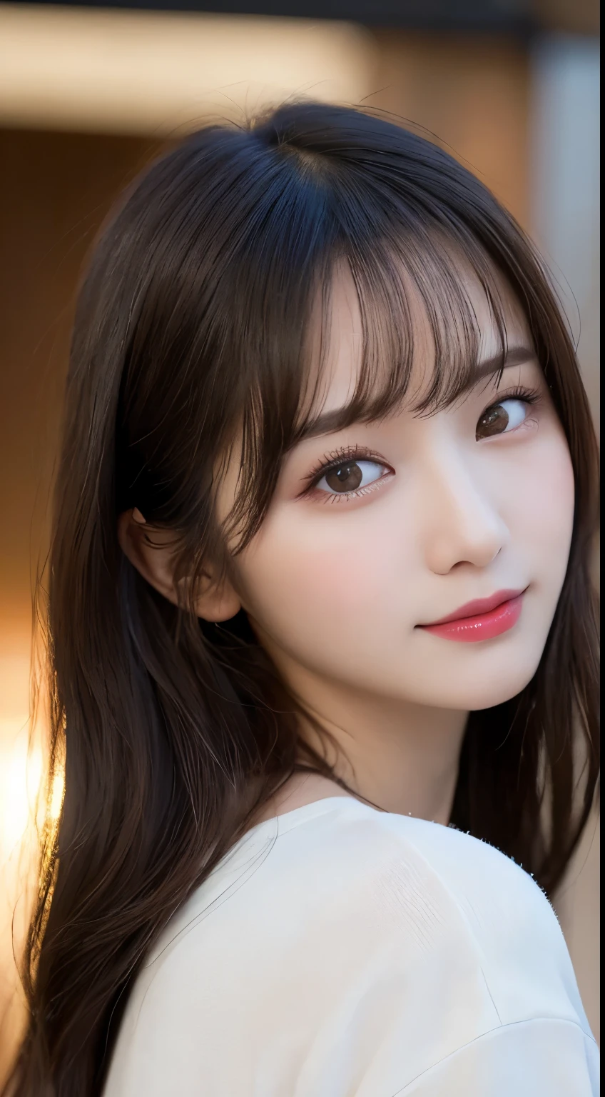 Tabletop, Highest quality, figure, Super detailed, In detail, High resolution, 8k wallpaper, Perfect dynamic composition, Beautiful attention to detail, Gorgeous black fluffy Tokyo winter wear,ランダムなcute髪,,Natural color lip, Bold sexy pose,smile、20-year-old girl、cute、sexy shot looking at camera,常にBlur the background,Perfect and beautiful face,Take a picture of only the face,Beautiful and elaborate face、Slim face and figure,Big eyes、Putting on gal makeup,Blur the background,Blur the background,Face close-up