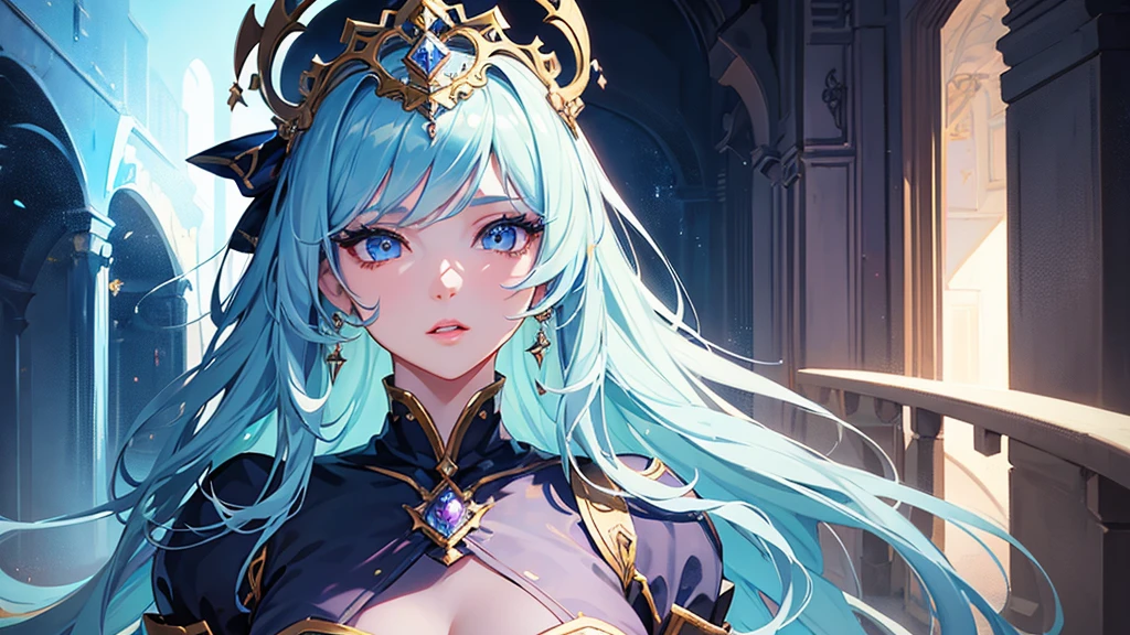 1girl, beautiful detailed eyes, beautiful detailed lips, extremely detailed eyes and face, long eyelashes, beautiful anime-style girl, portrait of a young woman, beautiful anime girl, mobile game character, honor of kings mobile game character, highly detailed, digital art, concept art, vibrant colors, fantasy style, cinematic lighting, dramatic lighting, dynamic pose
