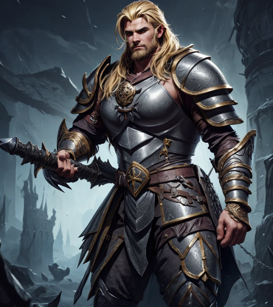 (((Solo character image.))) (((Generate a single character image.))) Dark fantasy art, (((Dark, night time background.))) (((Strong elements of dark medieval fantasy.))) (((Dressed as a gladiator.))) Looks like a fierce, rugged male medieval fantasy gladiator. (((Looks like a handsome male model.))) Looks very imposing and sinister. Looks like a stone cold killer. Looks like a powerful, muscular male gladiator for Dungeons & Dragons. Looks fierce, dangerous and deadly in a medieval fantasy setting. Looks darkly sexy and attractive. (((oiled body))), (((ideal male physique))), (((luxurious and sexy blonde hair))), A single character portrait, fantasy art, fantasy attire, attractive, very sexy, muscular, powerful body, detailed muscles, youthful, (((sexy man in his early 20’s))), (((intense, serious stare))), powerful, dangerous, (((sexy armor))), revealing armor, gorgeous face, sexy mouth, Dungeons & Dragons character portrait, intricate details, ultra detailed, extremely detailed hands, ultra detailed clothes, combat ready pose, ultra detailed hands, epic masterpiece, ultra detailed, intricate details, hyperdetailed hands, award winning, fantasy art concept masterpiece, trending on Artstation, digital art, unreal engine, 8k, ultra HD, centered image fantasy artwork, fantasy attire, fantasy adventurer, masterpiece:1.3,madly detailed photo:1.2, hyper-realistic lifelike texture:1.4, picture-perfect:1.0,8k, HQ,best quality:1.0, (masterpiece,fantasy,art, best quality, unreal engine, 8k, ultra HD, centered image, absurdres best quality:1.0,hyperealistic:1.0,photorealistic:1.0,madly detailed CG unity 8k wallpaper:1.0,masterpiece:1.3,madly detailed photo:1.2, hyper-realistic lifelike texture:1.4, picture-perfect:1.0,8k, HQ,best quality:1.0,