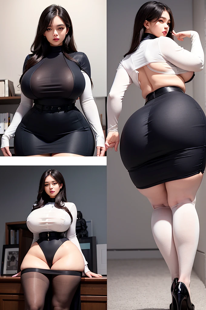 A curvaceous, cute and skinny super large biggest thick ass realist secretary , dressed in a tight-fitting skirt that hugs her voluptuous large and thick hips and round huge thick ass behind. perky breasts, which are just barely contained within the constraints of her buttoned-up attire. pantyhose, big and thick and ass, large and thick hips
