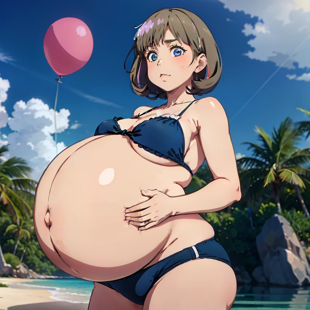 Short hair,Big Baby Bump pregnant, Japanese , Big , nipple, cum, Big Blue Balloons,s girl, Big pregnant Belly, Big Pregnant girl, Largest Belly of Pregnant, Huge Pregnancy, background beach,Huge 9 months Pregnancy Belly,huge belly expansion, huge belly girl, blue eyes, swimsuit