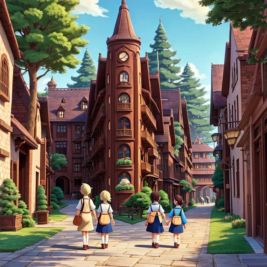 Ghibli style　Howl　Company trip　Stroll through the historic streets　Number of employees: 50　looks fun
