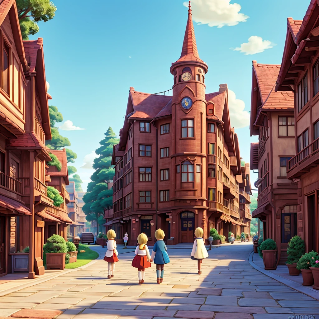 Ghibli style　Howl　Company trip　Stroll through the historic streets　Number of employees: 50　looks fun
