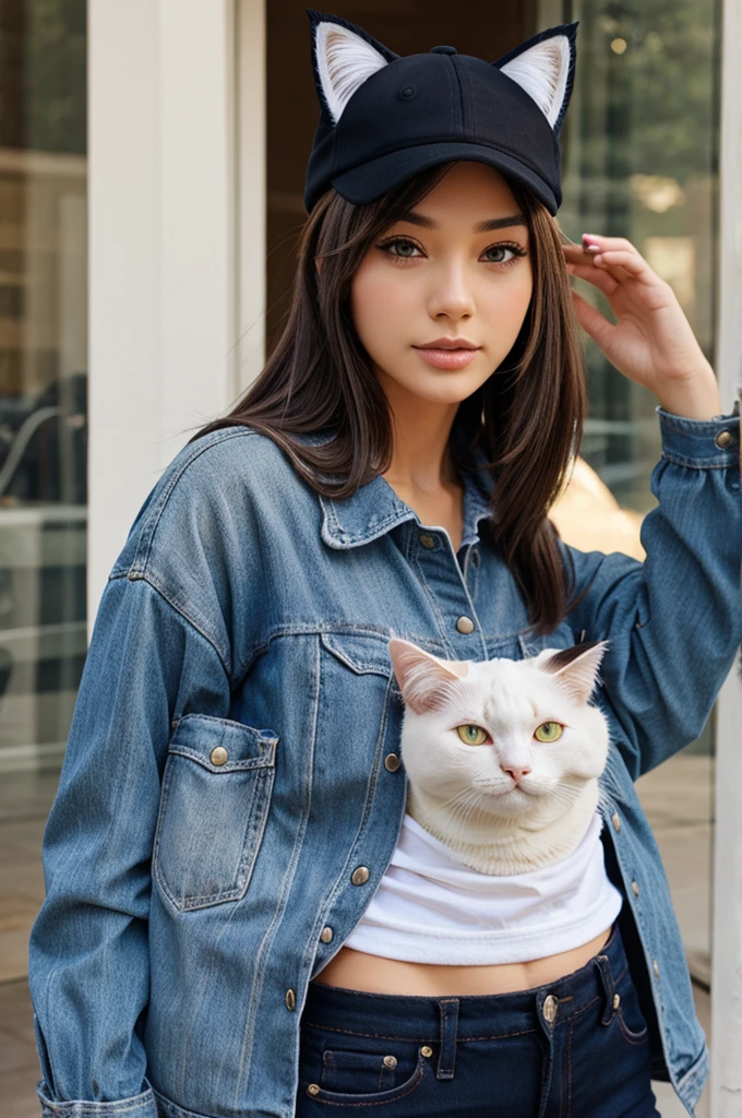 Cat wear cap on head