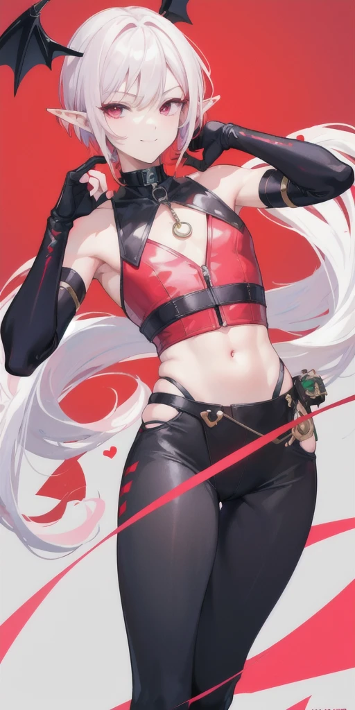 underdressing,Expression of disgust,Expression of disgust,Red Eyes,Sweat,Soaked,liquid,transparent,Cropped tops,succubus,pink,Glasses,trousers,Back,Overlooking,Buttocks close-up