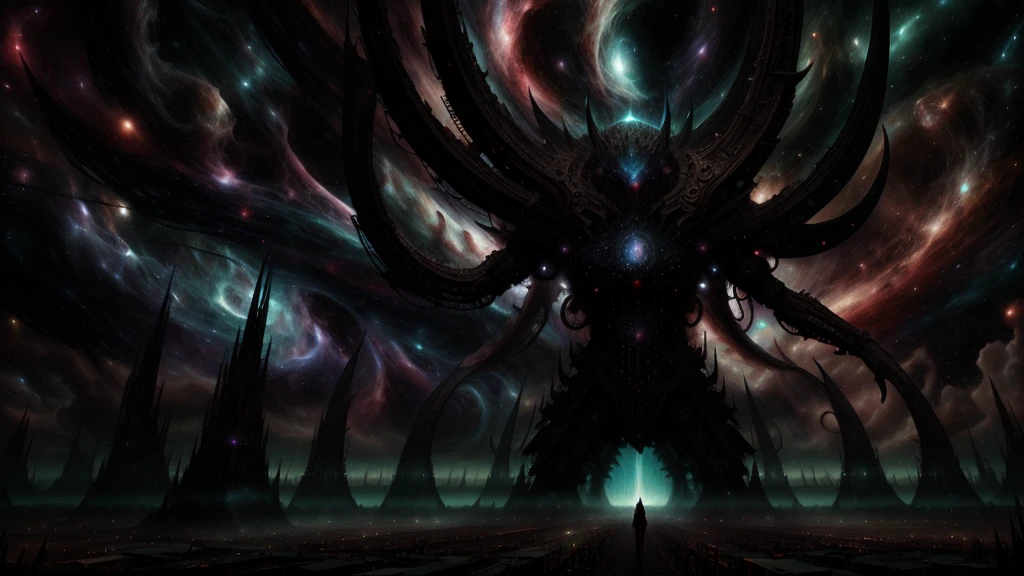 The cosmic creator God forms the dark fantasy world out of the chaos of the early universe