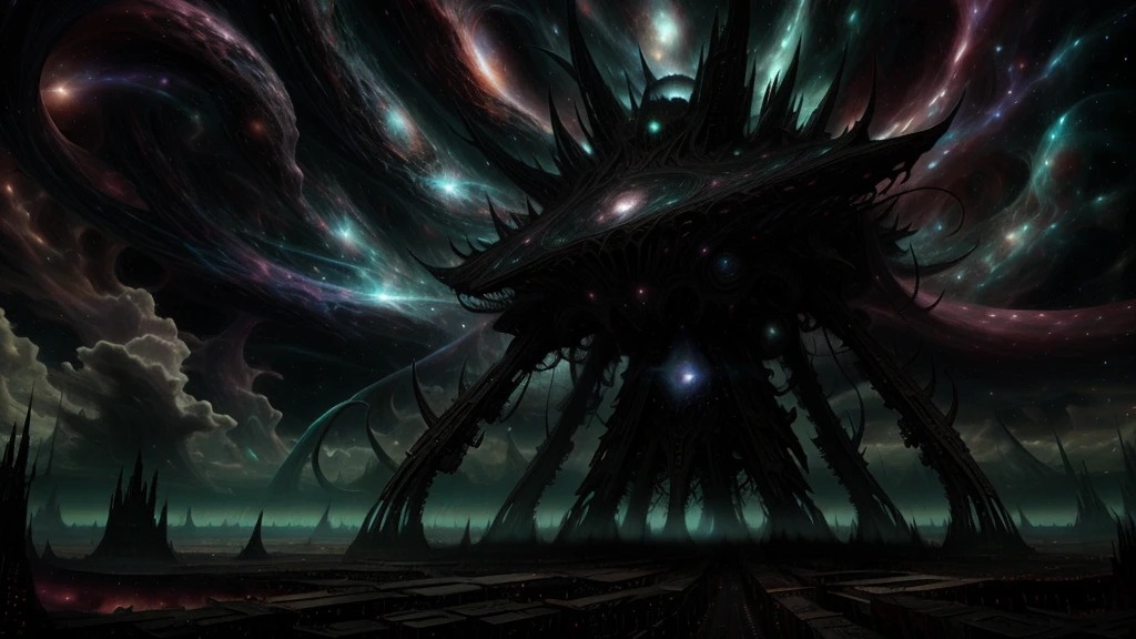 The cosmic creator God forms the dark fantasy world out of the chaos of the early universe