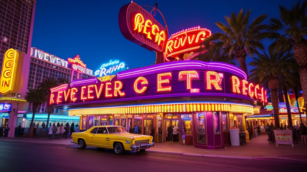 A vibrant night scene of the Riviera Hotel and Casino in Las Vegas, showcasing its brightly lit neon sign and large digital displays advertising various shows and attractions. The entrance is illuminated, inviting guests inside. The surrounding area features additional neon signs and a bustling street filled with cars and people, capturing the lively and energetic atmosphere of the Las Vegas Strip.