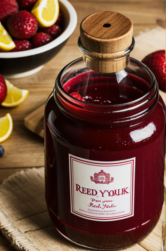 A bottle of red fruit yogurt