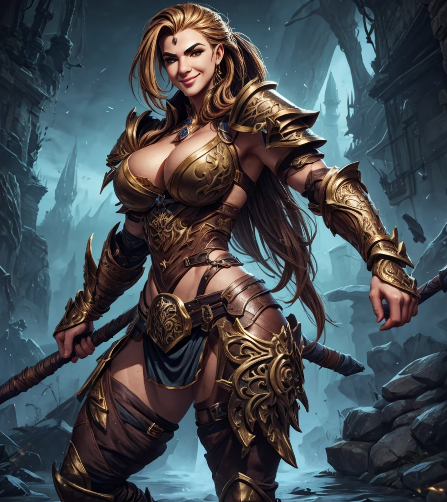 (((Solo character image.))) (((Generate a single character image.))) Generate a character for a fantasy role playing game. (((Looks like glamor model Jordan Carver as a fantasy character.))) Looks like a fierce, sexy female medieval fantasy gladiator. Looks very imposing and sinister. Looks like a stone cold killer. Looks like a powerful, muscular female gladiator for Dungeons & Dragons. Looks fierce, dangerous and deadly. A single character portrait, fantasy art, fantasy attire, attractive, very sexy, muscular, powerful body, detailed muscles, youthful, woman in her early 20’s, (((intense, serious stare))), voluptuous, female warrior, powerful, dangerous, (((sleazy smile))), (((sexy armor))), revealing armor, gorgeous face, sexy mouth, Dungeons & Dragons character portrait, intricate details, ultra detailed, extremely detailed hands, ultra detailed clothes, combat ready pose, ultra detailed hands, epic masterpiece, ultra detailed, intricate details, hyperdetailed hands, award winning, fantasy art concept masterpiece, trending on Artstation, digital art, unreal engine, 8k, ultra HD, centered image