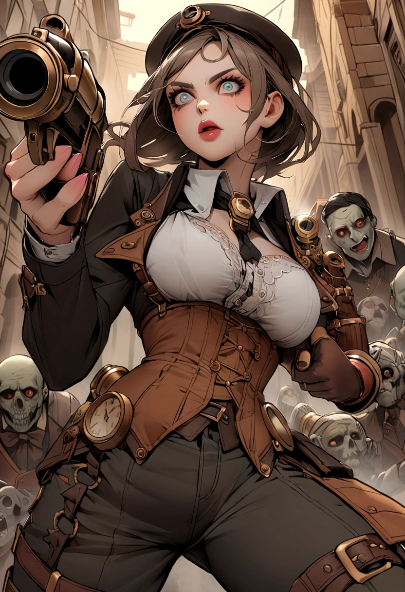 Steampunk shootout with zombies