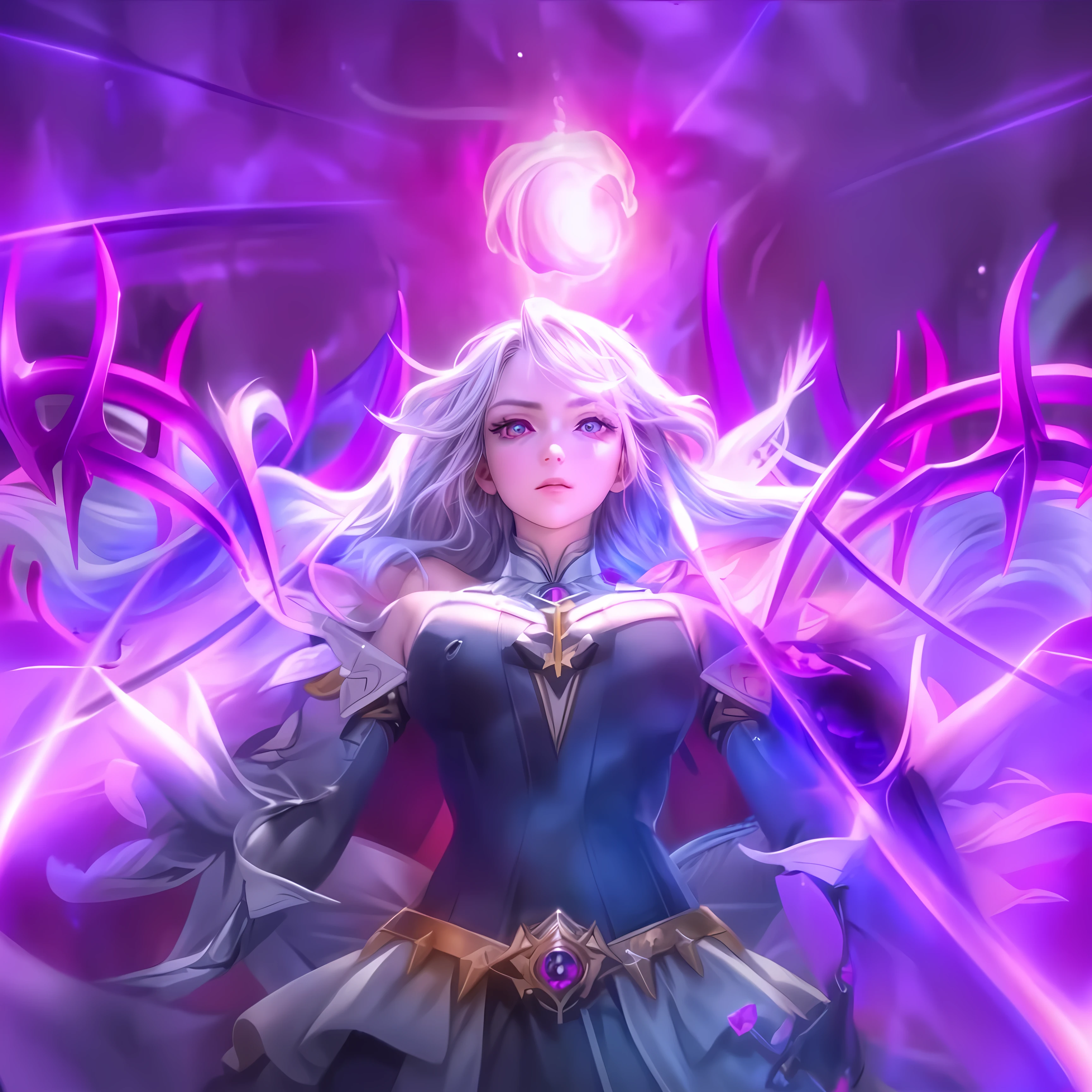 Best quality, masterpiece, ultra high res, (photorealistic:1.4), pink eyes, gray hair, professional lightning, sharp focus, deep shadow, (extremely detailed CG unity 4k fhd wallpaper), 8k. 