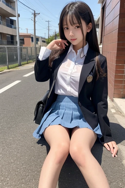 high school girl、mini skirt、See-through、sit