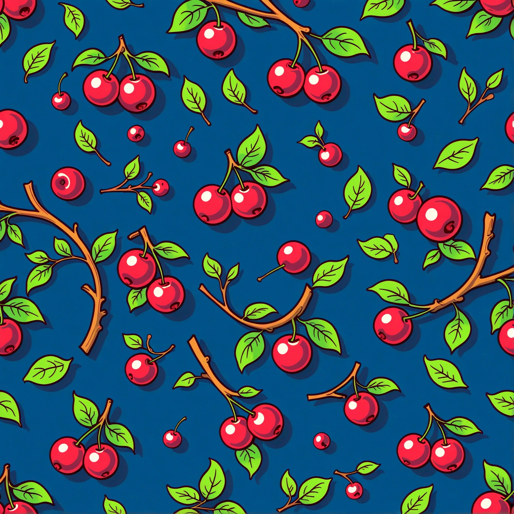 repeating pattern , flat, 2d illustration,digital print, flat background, empty space, vector, art station, digital print, highly detailed clean,Blueberry and wild cherry plum,hand drwan seamless pattern--tile--v 10