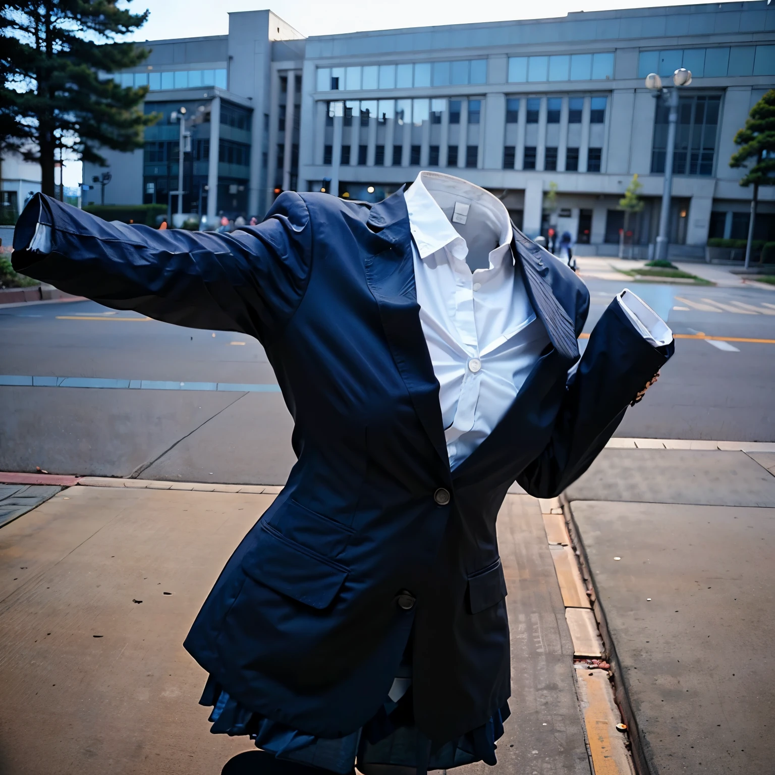 love Live Otonokizaka School blazer, fat, cute big breast, (invisible, no human, headless, handless:1.5), (8k, RAW photo, best quality, masterpiece:1.2), (realistic, photo-realistic:1.37), photon mapping, radiosity, ((Hasselblad photography)), physically-based rendering