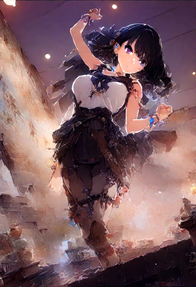 ((1girl)),  super fine illustration, vibrant colors, absurdres extremely detailed CG, 8k wallpaper, (masterpiece:1.3), dynamic angle, dynamic pose, 
best quality, depth of field, cinematic lighting, ultra detailed, brown long hair, very straight hair, large breast, white knit dress , 20yo, cute, kawaii, smile, droopy eyes, arms at sides, smartphone, modern living room, The smartphone screen is facing me