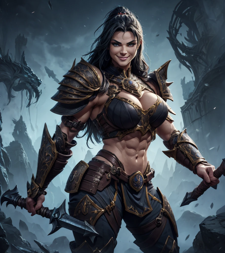 (((Solo character image.))) (((Generate a single character image.))) Generate a character for a fantasy role playing game. Looks like a fierce, sexy female medieval fantasy gladiator. Looks very imposing and sinister. Looks like a stone cold killer. Looks like a powerful, muscular female gladiator for Dungeons & Dragons. Looks fierce, dangerous and deadly. A single character portrait, fantasy art, fantasy attire, attractive, very sexy, muscular, powerful body, detailed muscles, youthful, woman in her early 20’s, (((intense, serious stare))), voluptuous, female warrior, powerful, dangerous, (((sleazy smile))), (((sexy armor))), revealing armor, gorgeous face, sexy mouth, Dungeons & Dragons character portrait, intricate details, ultra detailed, extremely detailed hands, ultra detailed clothes, combat ready pose, ultra detailed hands, epic masterpiece, ultra detailed, intricate details, hyperdetailed hands, award winning, fantasy art concept masterpiece, trending on Artstation, digital art, unreal engine, 8k, ultra HD, centered image