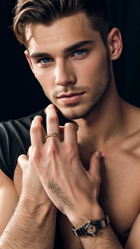 Handsome young man, Man hands, jewelry, lovely hands, Masculine hands, veiny hands, aesthetic image