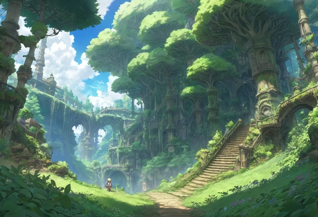 Made in Abyss，Fantasy，Fantasy，，forest，Rich in nature，landscape，((background only))，masterpiece