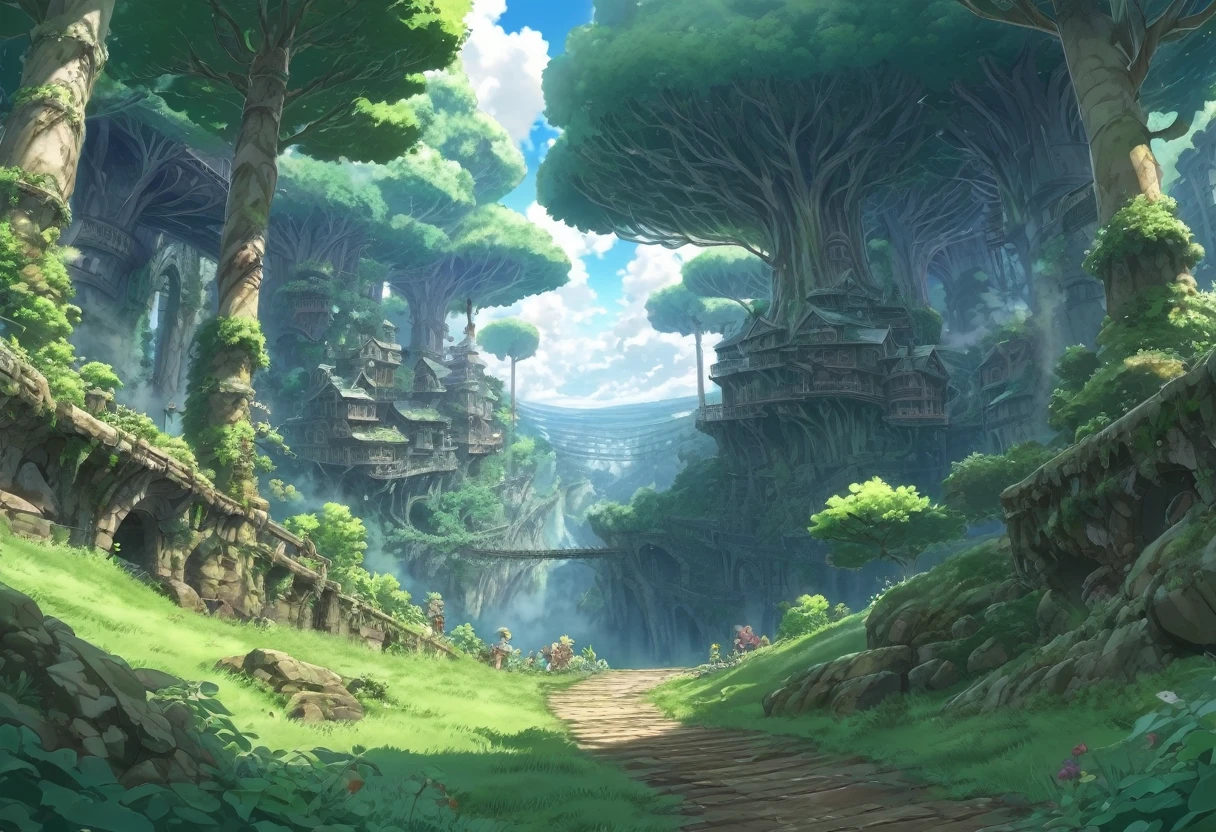 Made in Abyss,Fantasy,Fantasy,,forest,Rich in nature,landscape,((background only)),masterpiece