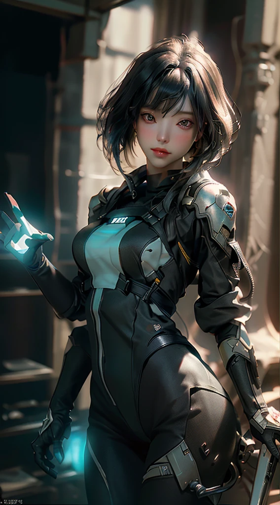 best quality, masterpiece, detailed:1.4, 3D, a beautiful cyberpunk female, HDR, ray tracing, NVIDIA RTX, super-resolution, Unreal 5, subsurface scattering, PBR texturing, post-processing, anisotropic filtering, depth-of-field, maximum clarity and sharpness, multi-layered textures, albedo and specular maps, surface shading, accurate simulation of light-material interaction, perfect proportions, Octane Render, two-tone lighting, wide aperture, low ISO, white balance, rule of thirds, 8K RAW