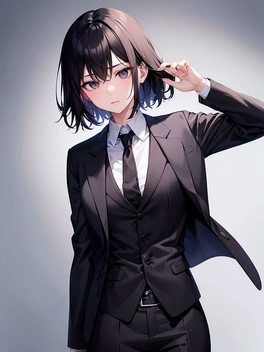 Black hair, black eyeale:1.2、Black Suit